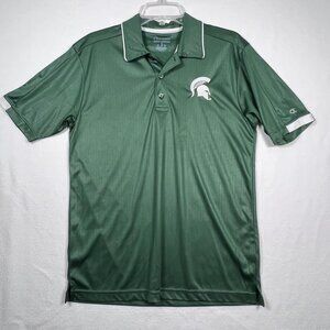Michigan State Spartans Champion Golf Polo Small Green Collar 3 Button Polyester